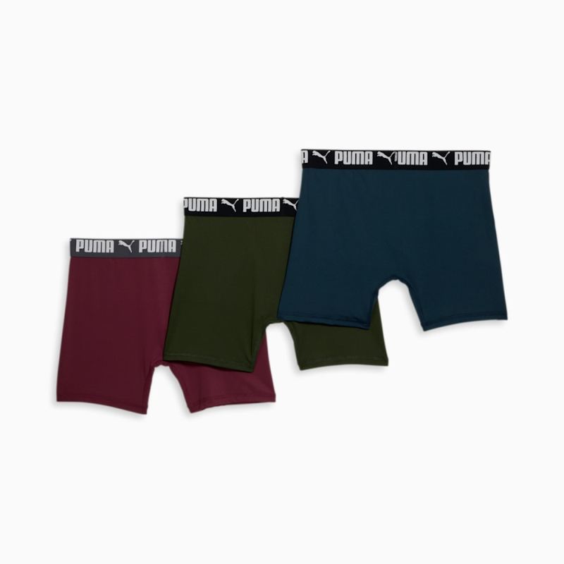 Puma | Men's Athletic Boxer Briefs (3 Pack) - GREEN / BLUE