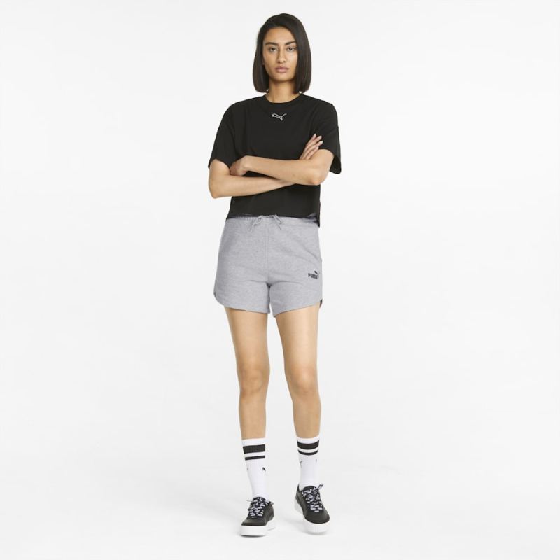 Puma | Women's Essentials High Waist Shorts - Light Gray Heather