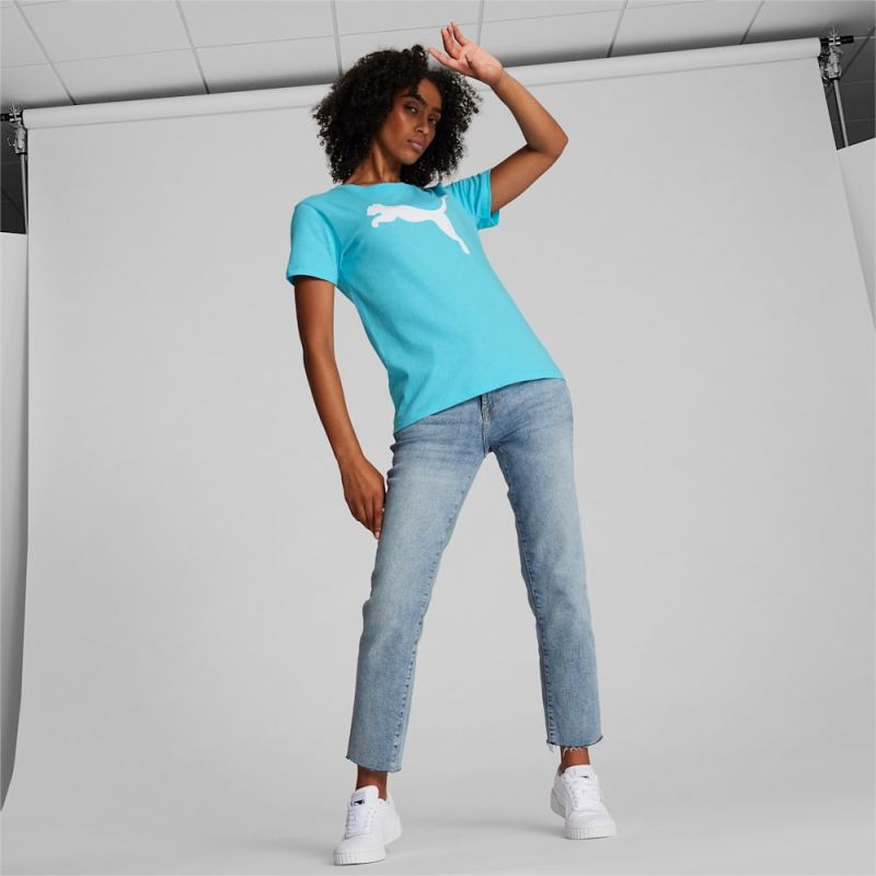 Puma | Women's Essentials Big Cat Logo Tee - Team Aqua