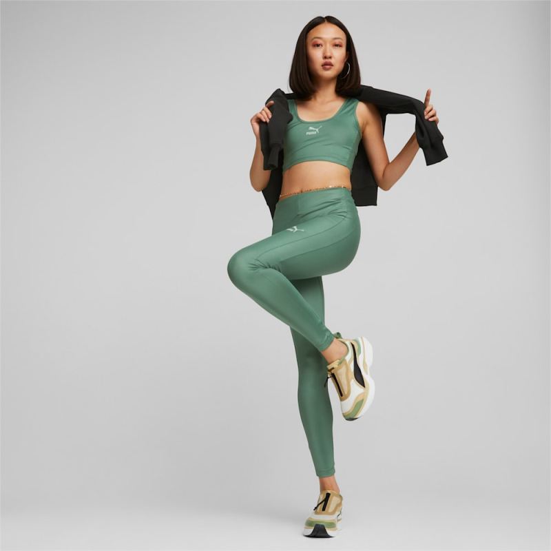 Puma | Women's T7 Shiny Cropped Top - Deep Forest