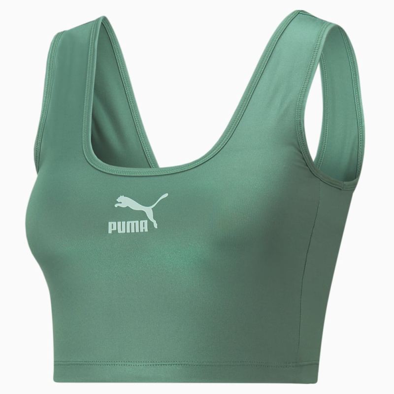 Puma | Women's T7 Shiny Cropped Top - Deep Forest