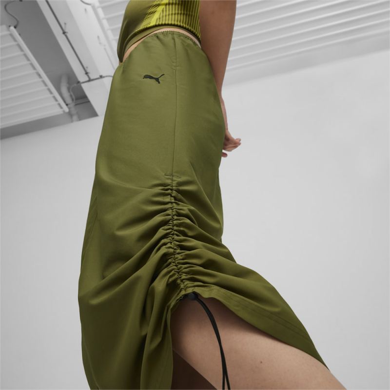 Puma | Women's DARE TO Midi Woven Skirt - Olive Green