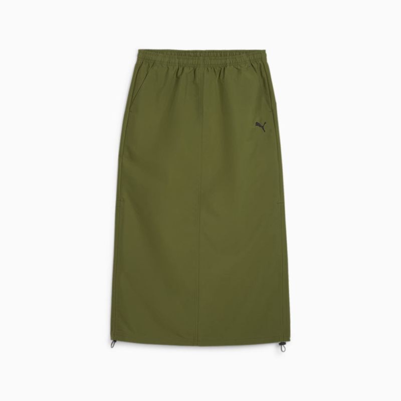 Puma | Women's DARE TO Midi Woven Skirt - Olive Green