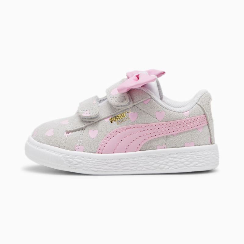 Puma | Girls Suede Classic Re-Bow V Toddlers Shoes - Silver Mist-Pink Lilac