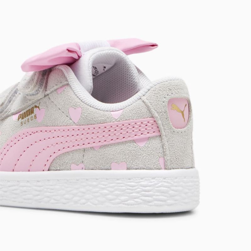 Puma | Girls Suede Classic Re-Bow V Toddlers Shoes - Silver Mist-Pink Lilac