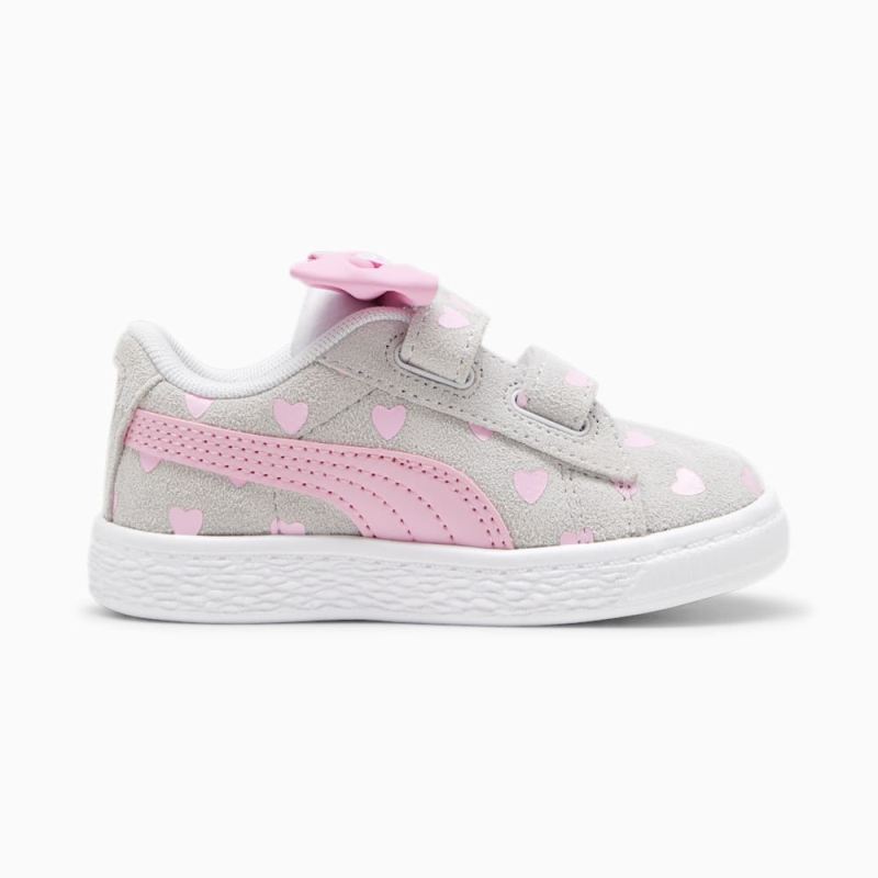 Puma | Girls Suede Classic Re-Bow V Toddlers Shoes - Silver Mist-Pink Lilac