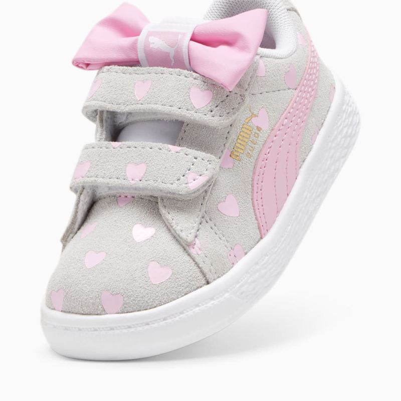 Puma | Girls Suede Classic Re-Bow V Toddlers Shoes - Silver Mist-Pink Lilac