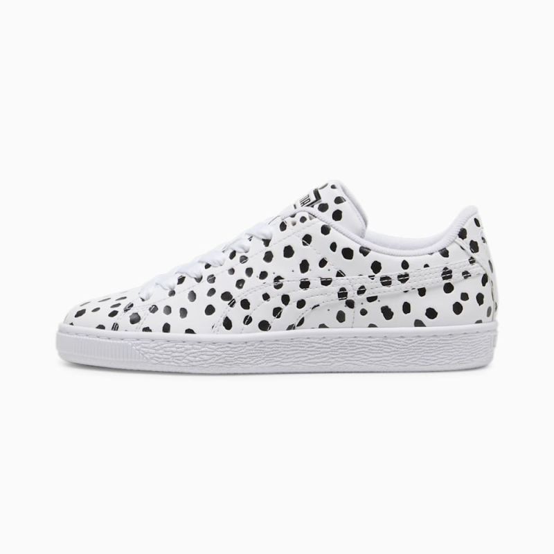 Puma | Women's Basket Dalmatian Sneakers - White-Black