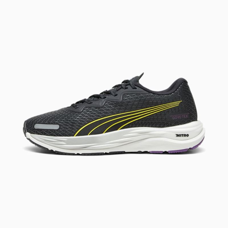 Puma | Women's Velocity NITRO 2 GORE-TEX Running Shoes - Black-Purple Pop-Yellow Burst - Click Image to Close