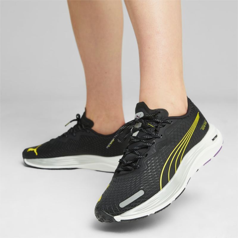 Puma | Women's Velocity NITRO 2 GORE-TEX Running Shoes - Black-Purple Pop-Yellow Burst