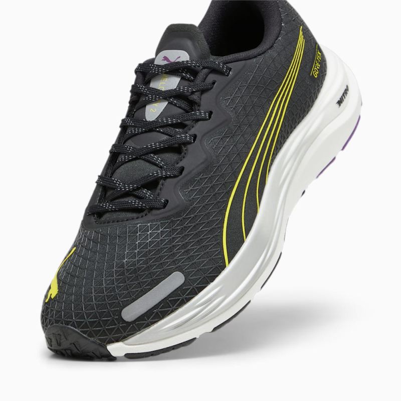 Puma | Women's Velocity NITRO 2 GORE-TEX Running Shoes - Black-Purple Pop-Yellow Burst