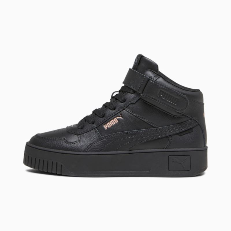 Puma | Women's Carina Street Mid Sneakers - Black-Black-Rose Gold