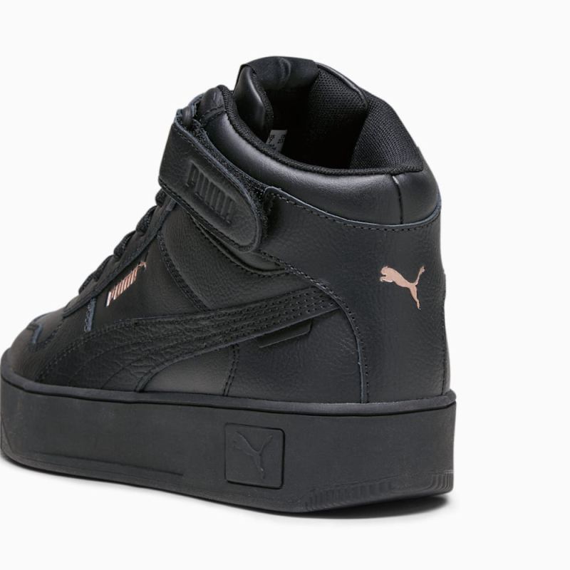 Puma | Women's Carina Street Mid Sneakers - Black-Black-Rose Gold