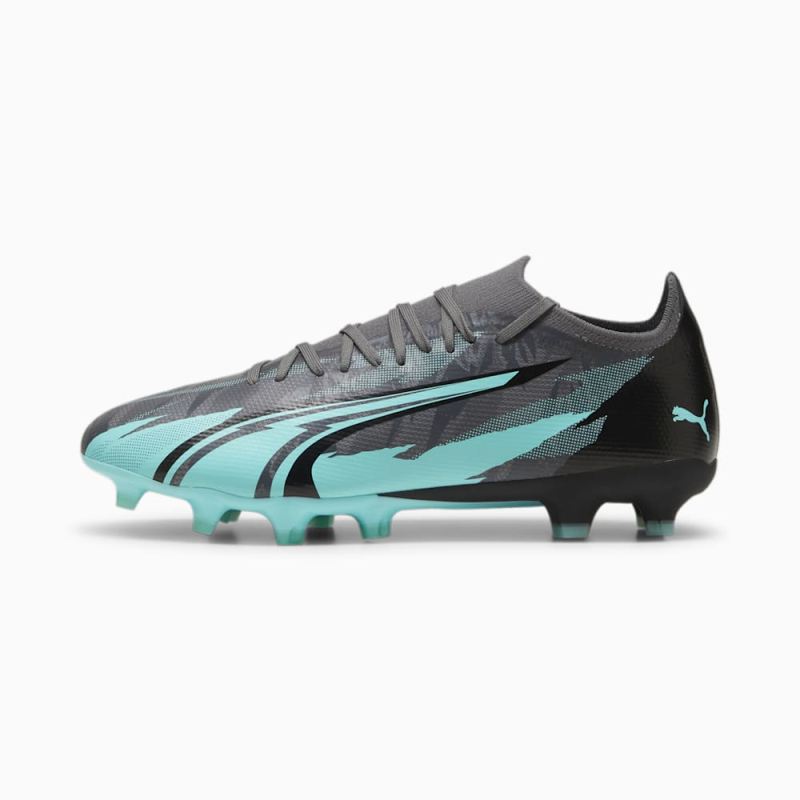 Puma | Men's ULTRA MATCH RUSH FG/AG Soccer Cleats - Strong Gray-White-Elektro Aqua