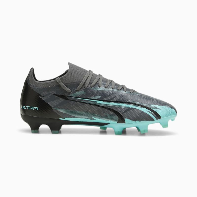 Puma | Men's ULTRA MATCH RUSH FG/AG Soccer Cleats - Strong Gray-White-Elektro Aqua