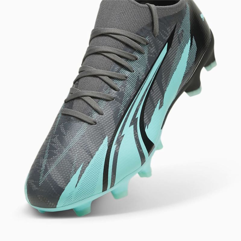 Puma | Men's ULTRA MATCH RUSH FG/AG Soccer Cleats - Strong Gray-White-Elektro Aqua