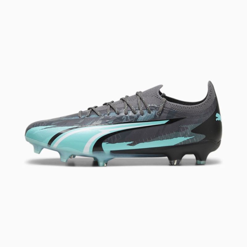 Puma | Men's ULTRA ULTIMATE RUSH FG/AG Soccer Cleats - Strong Gray-White-Elektro Aqua