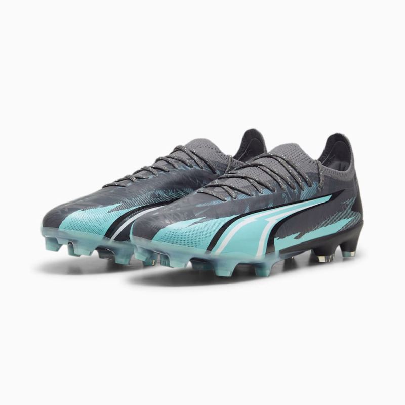 Puma | Men's ULTRA ULTIMATE RUSH FG/AG Soccer Cleats - Strong Gray-White-Elektro Aqua