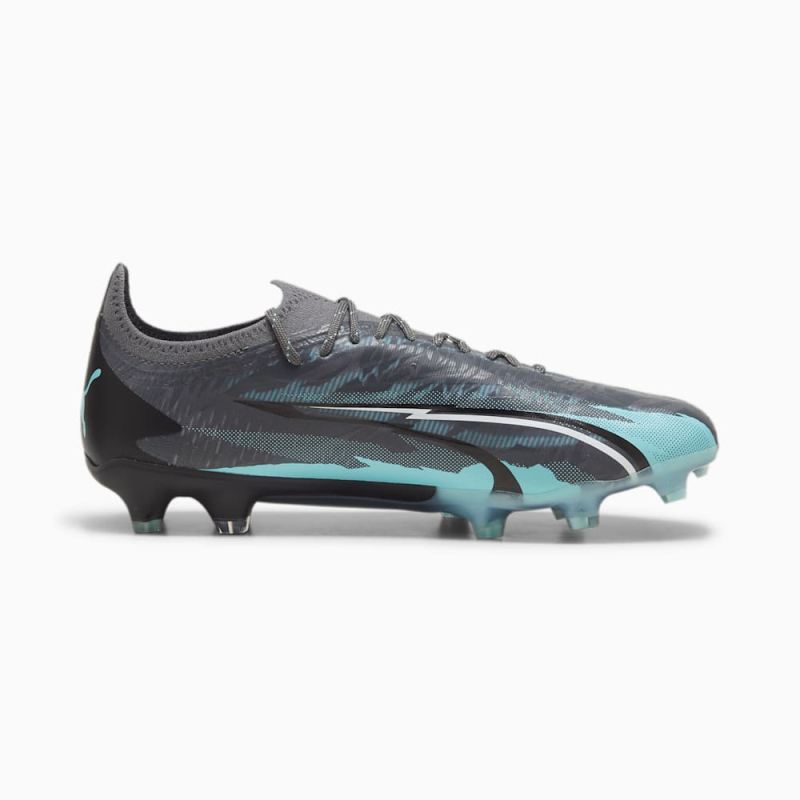 Puma | Men's ULTRA ULTIMATE RUSH FG/AG Soccer Cleats - Strong Gray-White-Elektro Aqua