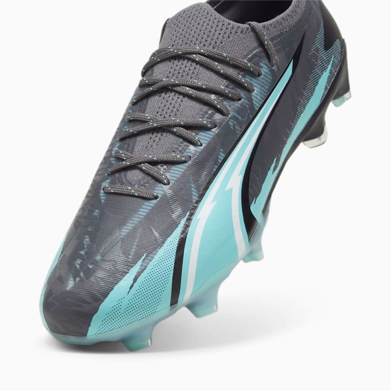 Puma | Men's ULTRA ULTIMATE RUSH FG/AG Soccer Cleats - Strong Gray-White-Elektro Aqua