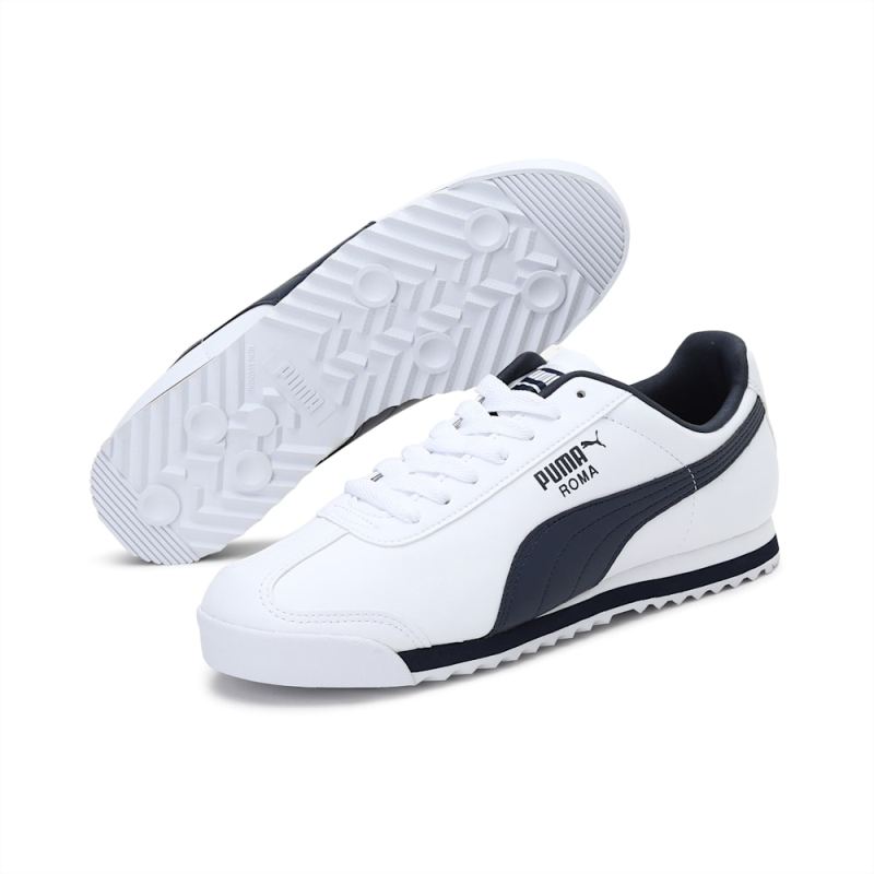 Puma | Men's Roma Basic Sneakers - white-new navy