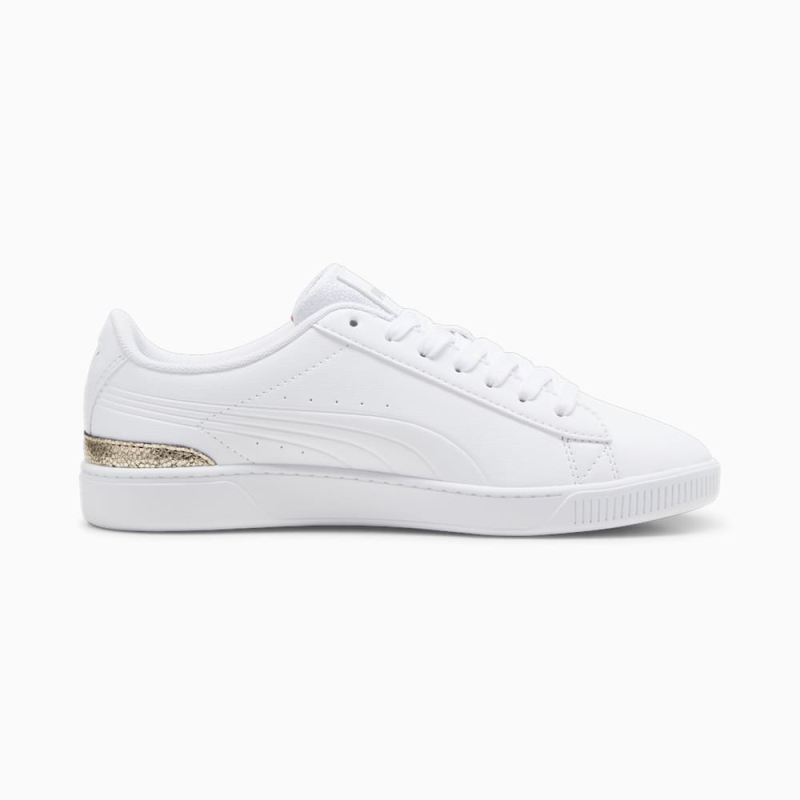 Puma | Women's Vikky v3 Metallic Shine Sneakers - White-Gold-Silver