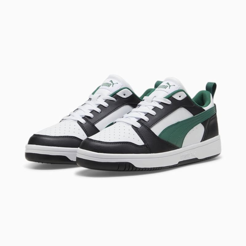 Puma | Men's Rebound V6 Low Sneakers - Black-White-Vine