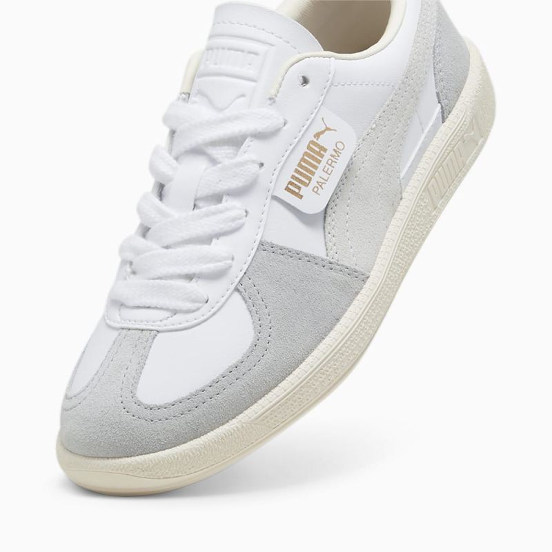 Puma | Girls Palermo Leather Big Kids Sneakers - White-Cool Light Gray-Sugared Almond