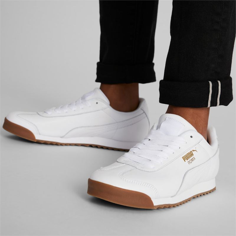 Puma | Women's Roma Classic Gum Sneakers - White-Team Gold