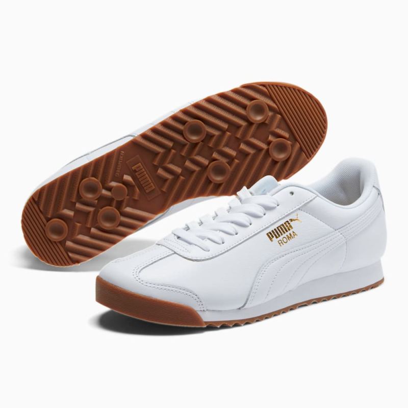 Puma | Women's Roma Classic Gum Sneakers - White-Team Gold