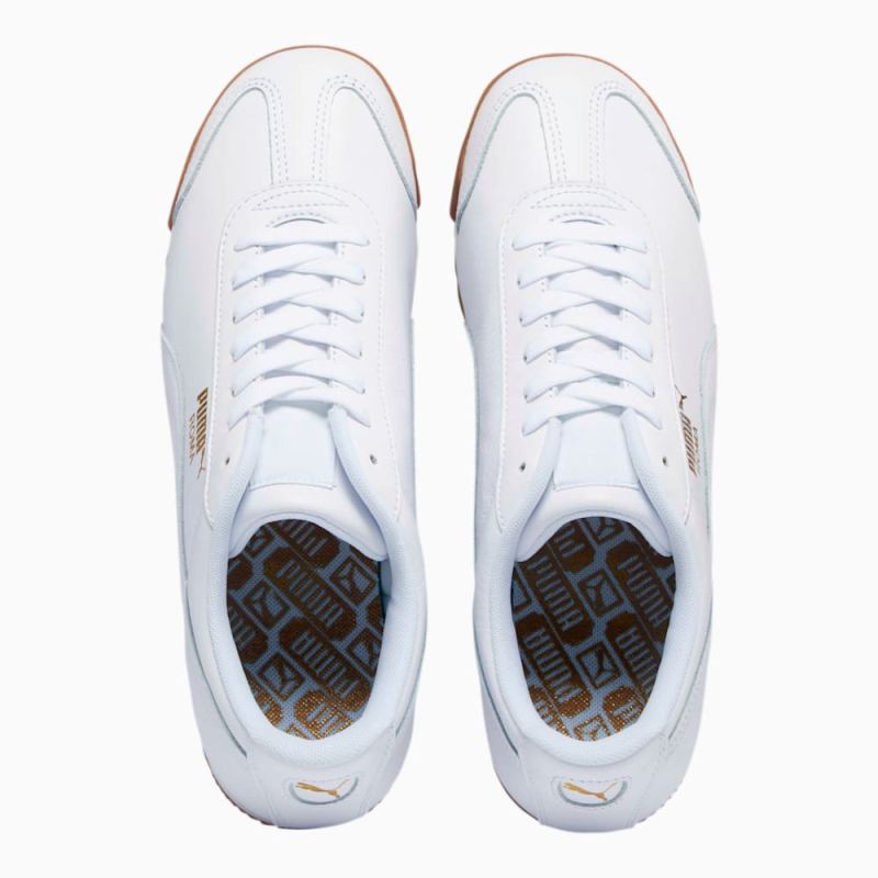 Puma | Women's Roma Classic Gum Sneakers - White-Team Gold