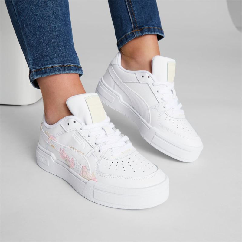 Puma | Women's CA Pro Embroidered Sneakers - White-Peach Smoothie-Flaxen