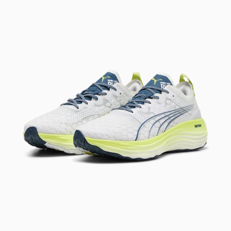 Puma | Men's ForeverRUN NITRO Running Shoes - White-Ocean Tropic-Lime Pow