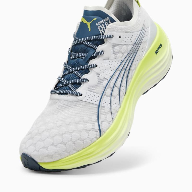 Puma | Men's ForeverRUN NITRO Running Shoes - White-Ocean Tropic-Lime Pow