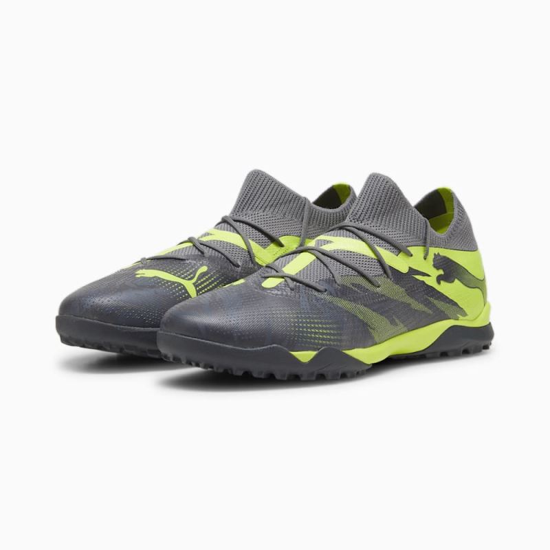 Puma | Men's FUTURE 7 MATCH RUSH TT Soccer Cleats - Strong Gray-Cool Dark Gray-Electric Lime