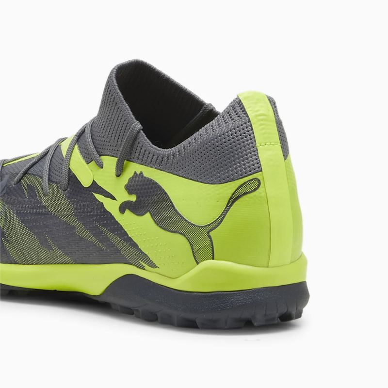 Puma | Men's FUTURE 7 MATCH RUSH TT Soccer Cleats - Strong Gray-Cool Dark Gray-Electric Lime