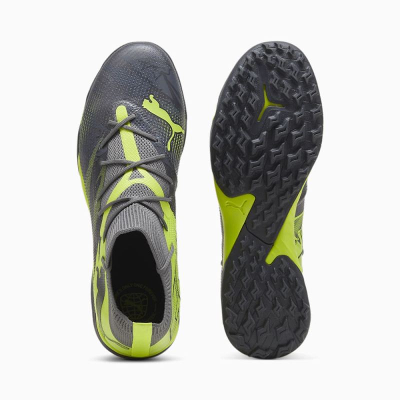 Puma | Men's FUTURE 7 MATCH RUSH TT Soccer Cleats - Strong Gray-Cool Dark Gray-Electric Lime