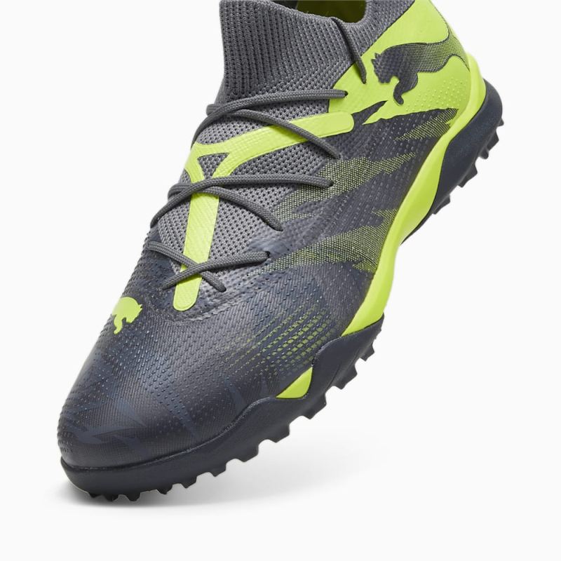 Puma | Men's FUTURE 7 MATCH RUSH TT Soccer Cleats - Strong Gray-Cool Dark Gray-Electric Lime