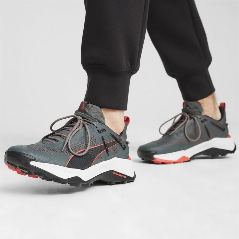 Puma | Men's SEASONS Explore NITRO Hiking Shoes - Mineral Gray-Black-Active Red