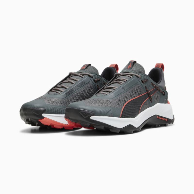 Puma | Men's SEASONS Explore NITRO Hiking Shoes - Mineral Gray-Black-Active Red