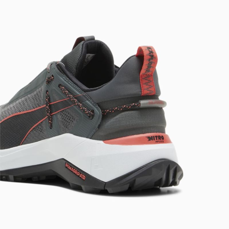 Puma | Men's SEASONS Explore NITRO Hiking Shoes - Mineral Gray-Black-Active Red