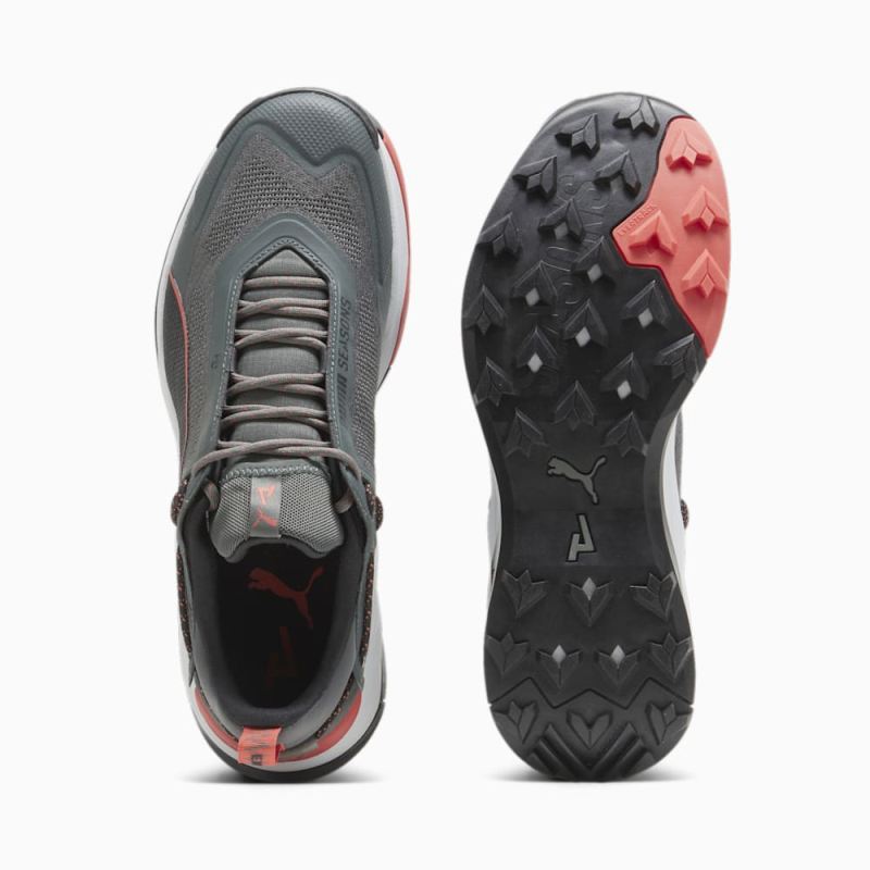 Puma | Men's SEASONS Explore NITRO Hiking Shoes - Mineral Gray-Black-Active Red