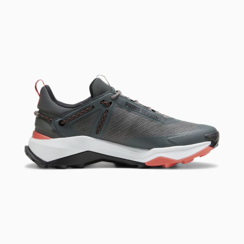 Puma | Men's SEASONS Explore NITRO Hiking Shoes - Mineral Gray-Black-Active Red