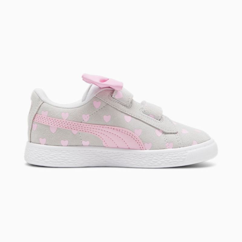 Puma | Girls Suede Classic Re-Bow Little Kids Shoes - Silver Mist-Pink Lilac