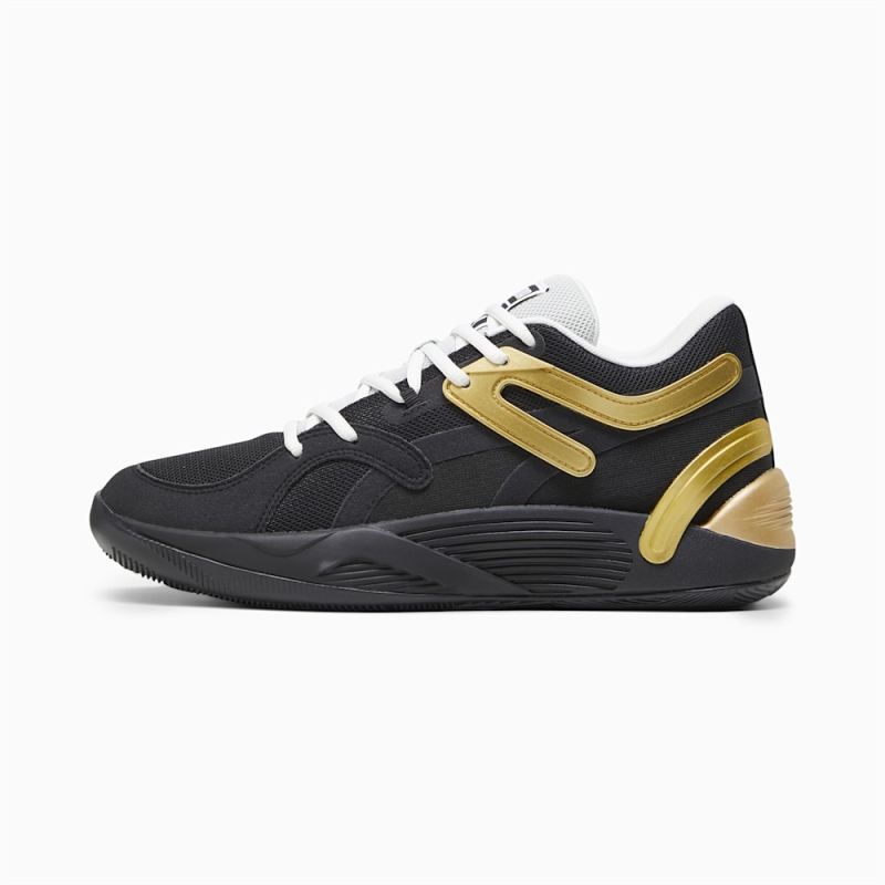 Puma | Men's TRC Blaze Court Basketball Shoes - Black-Sedate Gray-White-Metallic Gold