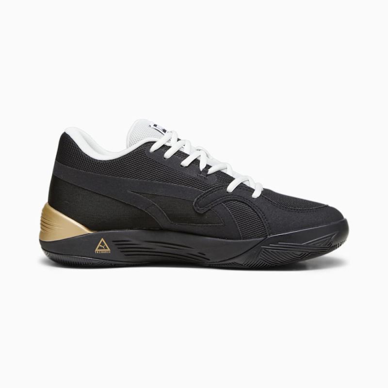 Puma | Men's TRC Blaze Court Basketball Shoes - Black-Sedate Gray-White-Metallic Gold