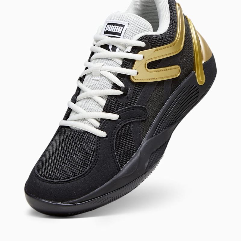 Puma | Men's TRC Blaze Court Basketball Shoes - Black-Sedate Gray-White-Metallic Gold