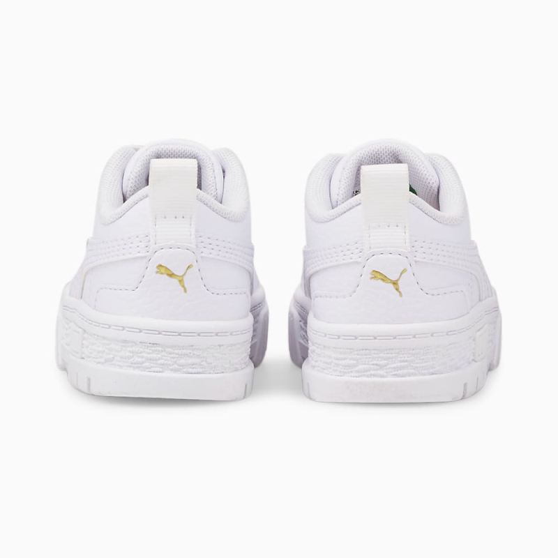 Puma | Girls Mayze Leather Toddler Shoes - White-Team Gold