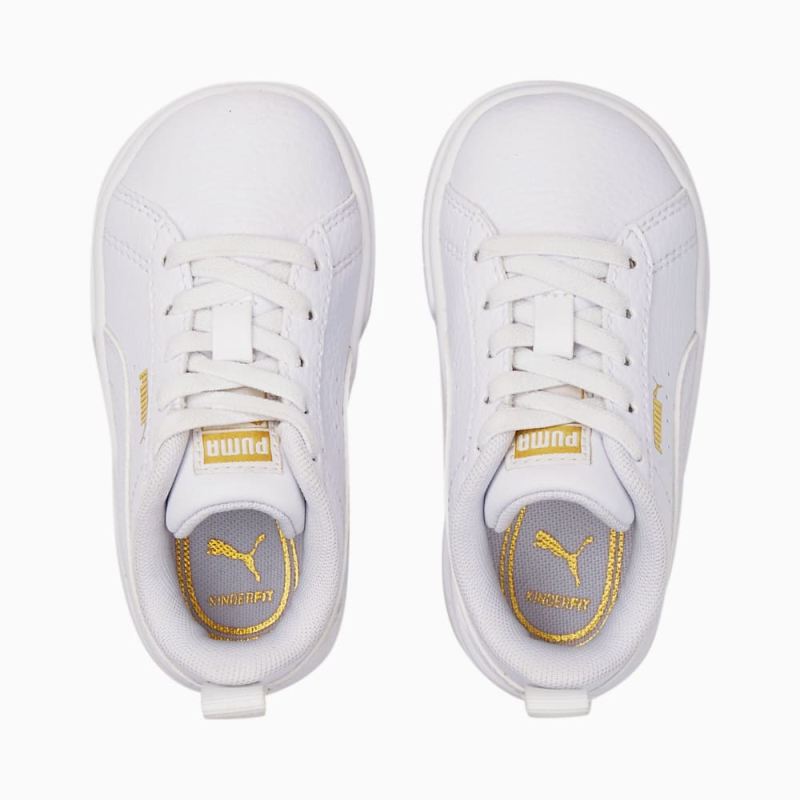 Puma | Girls Mayze Leather Toddler Shoes - White-Team Gold