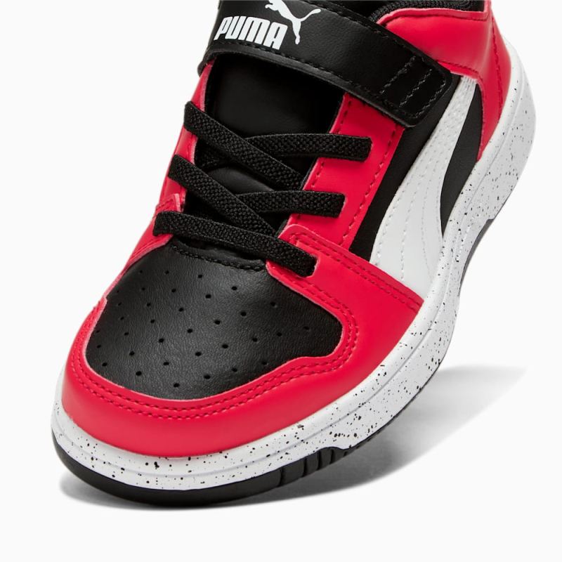 Puma | Girls Rebound V6 Lo Speckle Little Kids Sneakers - Black-White-High Risk Red